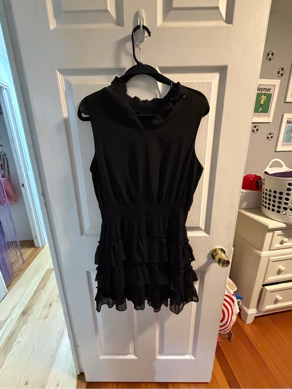 Womans  Black Ruffled Layer Dress